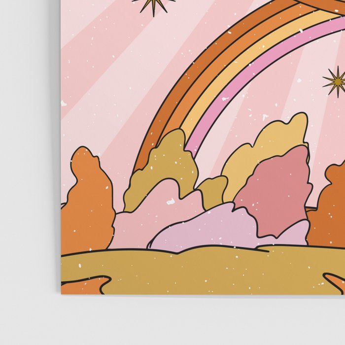 Hippie pink rainbow and sun, abstract landscape Poster Gallery Image 3
