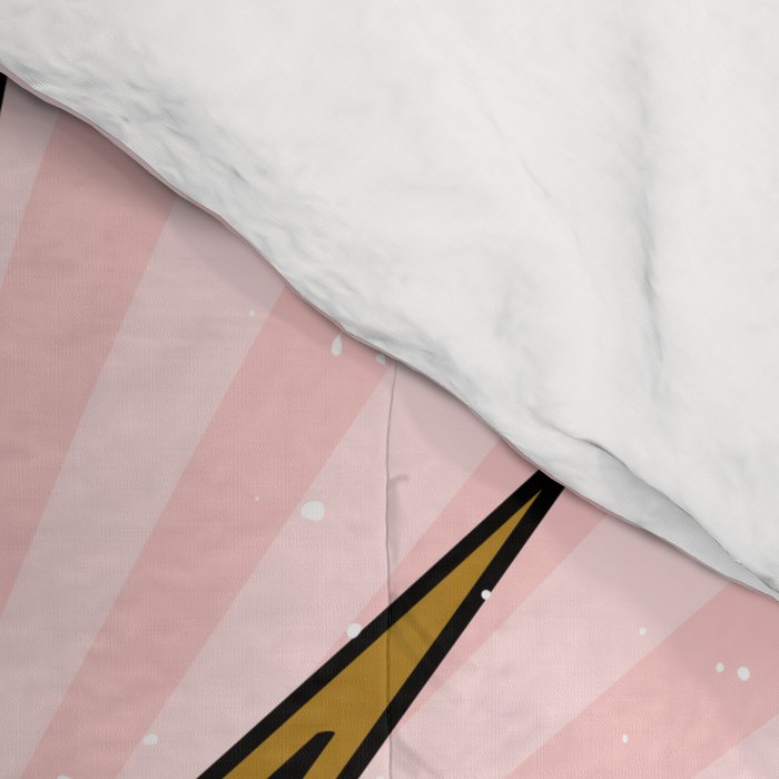 Hippie pink rainbow and sun, abstract landscape Comforter Gallery Image 4