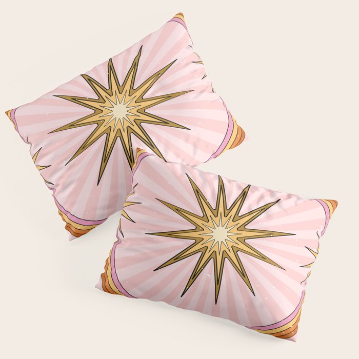 Hippie pink rainbow and sun, abstract landscape Pillow Sham Gallery Image 3