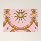 Hippie pink rainbow and sun, abstract landscape Welcome Mat Gallery Image 1