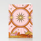 Hippie pink rainbow and sun, abstract landscape Stationery Card Gallery Image 2