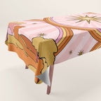 Hippie pink rainbow and sun, abstract landscape Tablecloth Gallery Image 1