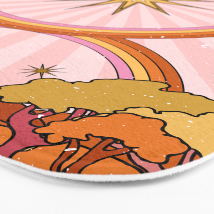 Hippie pink rainbow and sun, abstract landscape Bath Mat Gallery Image 3