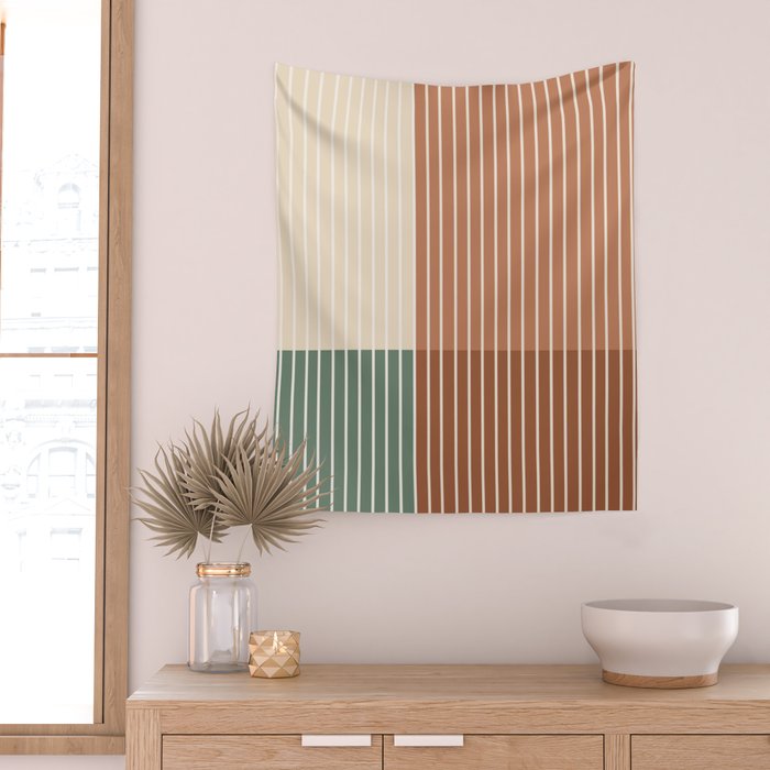 Color Block Line Abstract XXVII Wall Tapestry Gallery Image 2