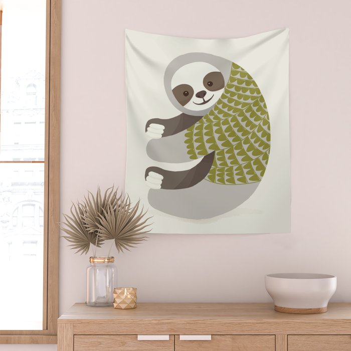 Whimsical Sloth Wall Tapestry Gallery Image 2
