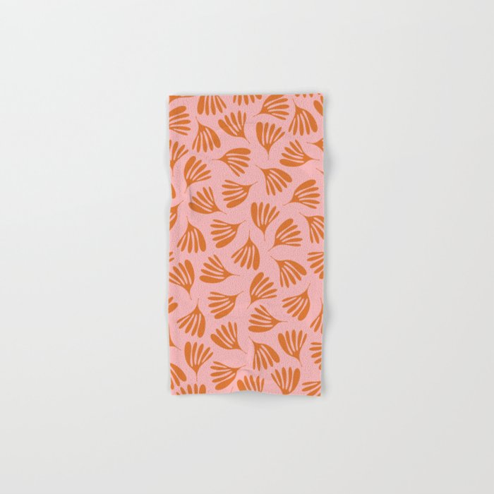 Blush Pink and Orange Wispy Leaves Contemporary Abstract Pattern Bath Towel Gallery Image 1