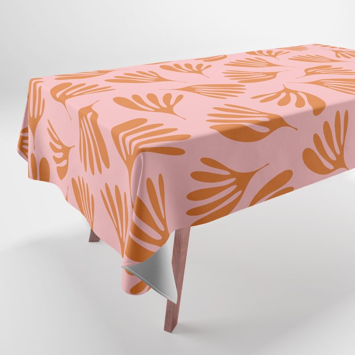 Blush Pink and Orange Wispy Leaves Contemporary Abstract Pattern Tablecloth Gallery Image 1