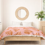 Blush Pink and Orange Wispy Leaves Contemporary Abstract Pattern Duvet Cover Gallery Image 3