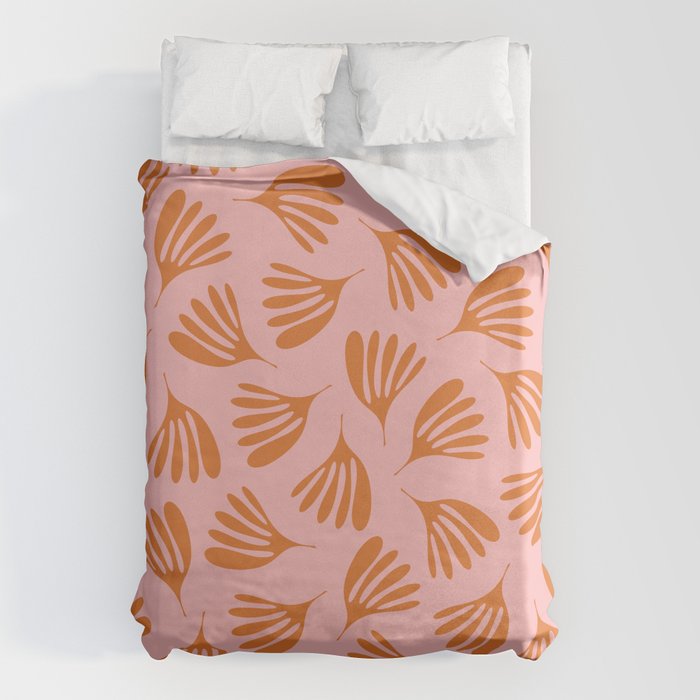 Blush Pink and Orange Wispy Leaves Contemporary Abstract Pattern Duvet Cover Gallery Image 6