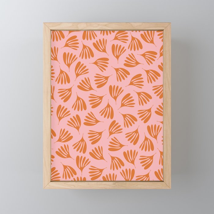 Blush Pink and Orange Wispy Leaves Contemporary Abstract Pattern Mini Art Print Gallery Image 1