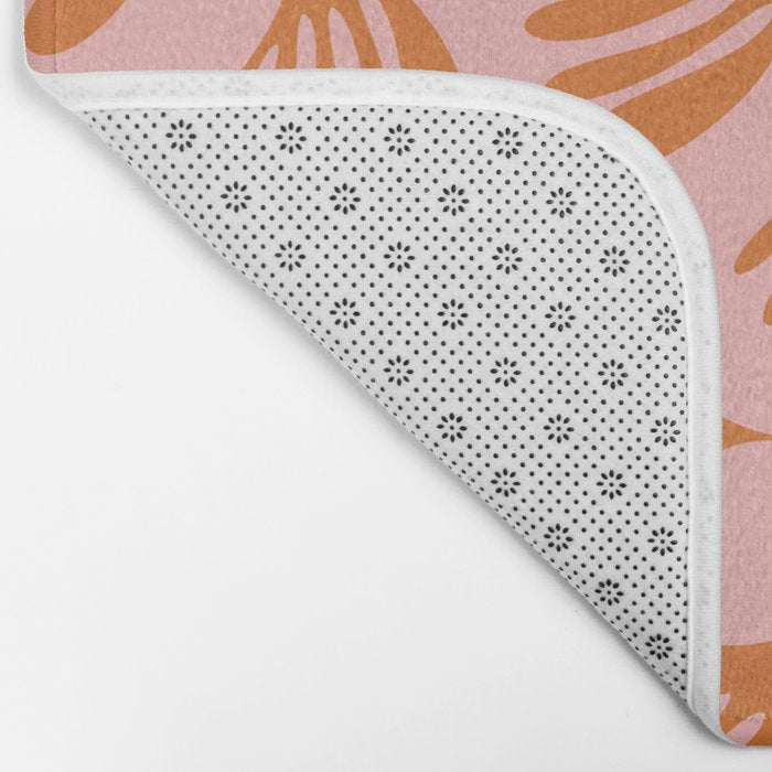 Blush Pink and Orange Wispy Leaves Contemporary Abstract Pattern Bath Mat Gallery Image 2