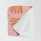 Blush Pink and Orange Wispy Leaves Contemporary Abstract Pattern Throw Blanket Gallery Image 3