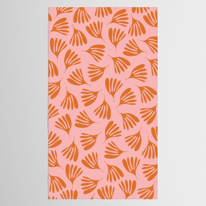 Blush Pink and Orange Wispy Leaves Contemporary Abstract Pattern Tablecloth Gallery Image 2
