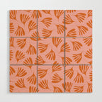 Blush Pink and Orange Wispy Leaves Contemporary Abstract Pattern Wood Wall Art Gallery Image 1