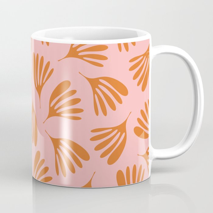 Blush Pink and Orange Wispy Leaves Contemporary Abstract Pattern Coffee Mug Gallery Image 1
