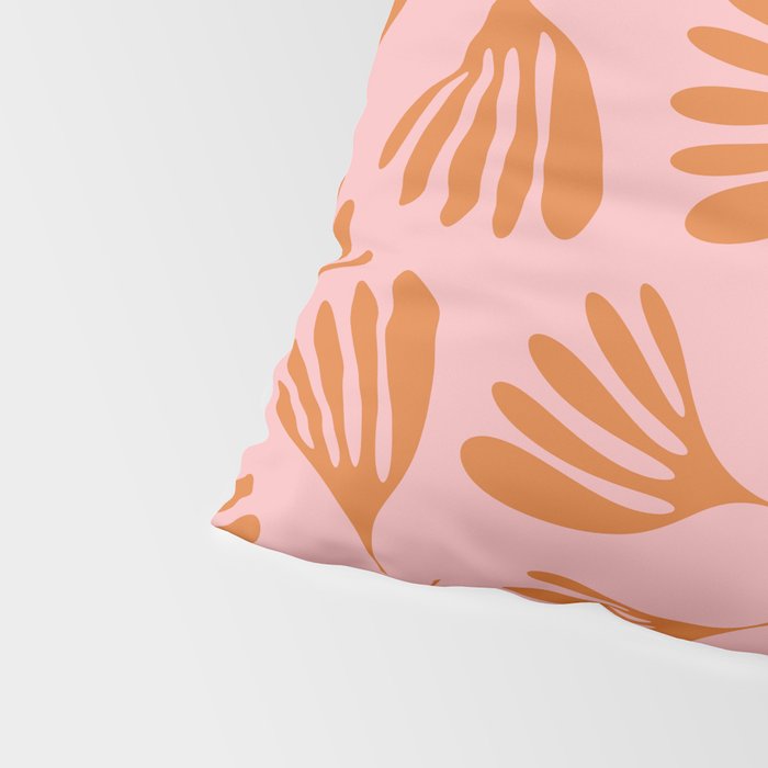 Blush Pink and Orange Wispy Leaves Contemporary Abstract Pattern Pillow Sham Gallery Image 4