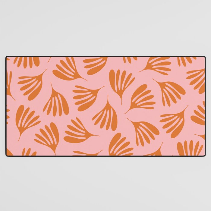 Blush Pink and Orange Wispy Leaves Contemporary Abstract Pattern Desk Mat Gallery Image 3