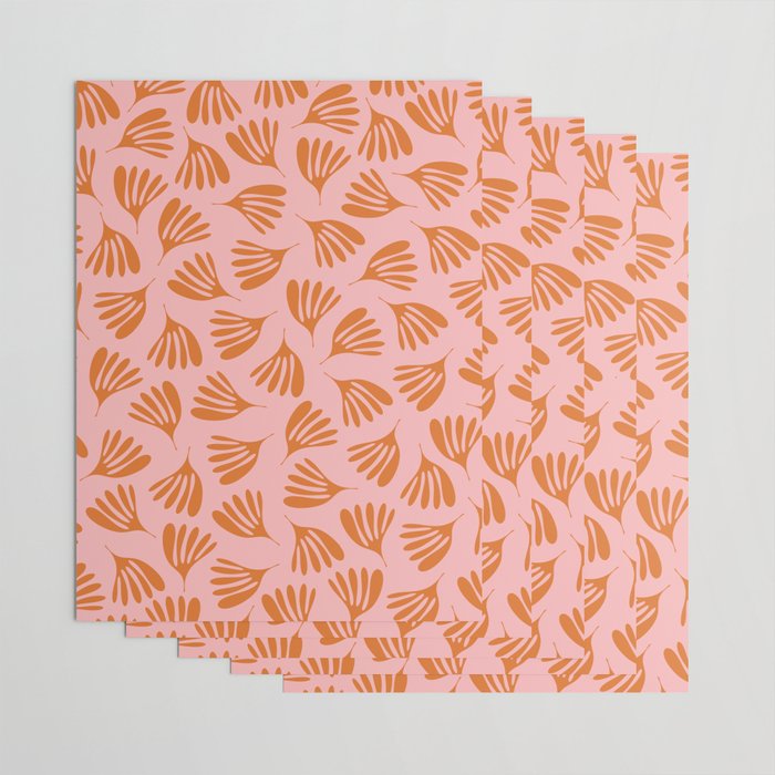 Blush Pink and Orange Wispy Leaves Contemporary Abstract Pattern Wrapping Paper Gallery Image 3