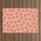 Blush Pink and Orange Wispy Leaves Contemporary Abstract Pattern Outdoor Rug Gallery Image 1