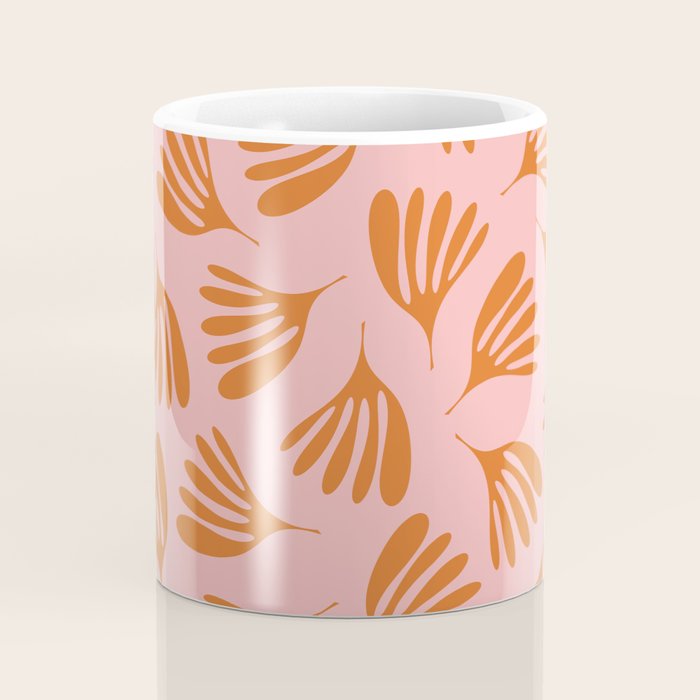 Blush Pink and Orange Wispy Leaves Contemporary Abstract Pattern Coffee Mug Gallery Image 4