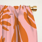 Blush Pink and Orange Wispy Leaves Contemporary Abstract Pattern Window Curtain Gallery Image 2