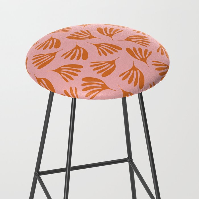 Blush Pink and Orange Wispy Leaves Contemporary Abstract Pattern Stool Gallery Image 2