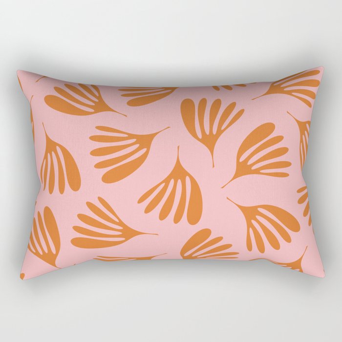 Blush Pink and Orange Wispy Leaves Contemporary Abstract Pattern Rectangular Pillow Gallery Image 2
