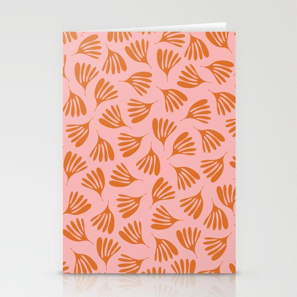 Blush Pink and Orange Wispy Leaves Contemporary Abstract Pattern Stationery Card Gallery Image 1