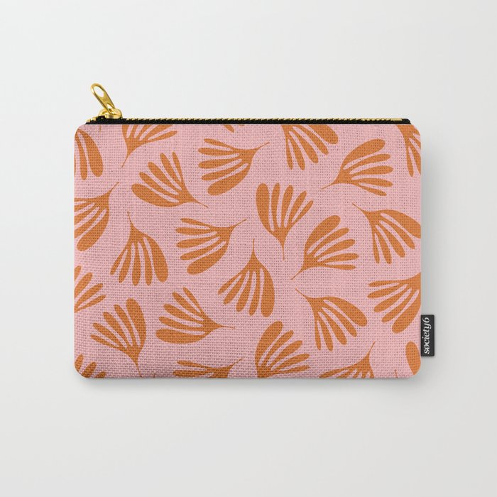 Blush Pink and Orange Wispy Leaves Contemporary Abstract Pattern Carry All Pouch Gallery Image 1