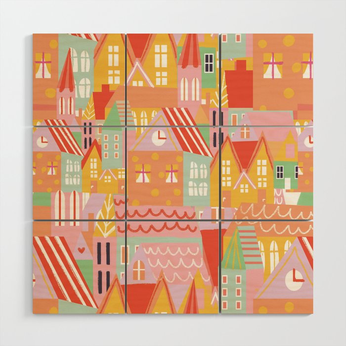 Happy city Wood Wall Art Gallery Image 1