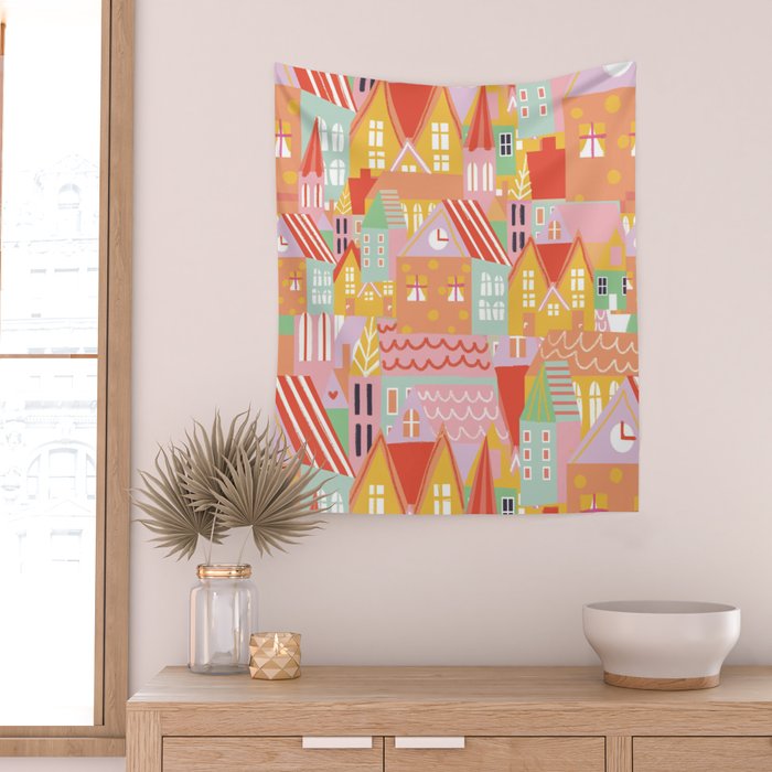 Happy city Wall Tapestry Gallery Image 2