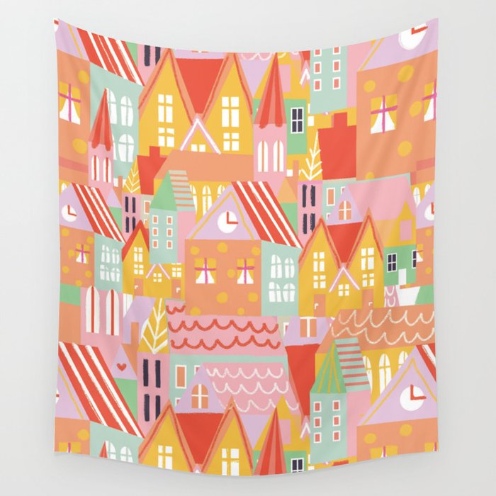 Happy city Wall Tapestry Gallery Image 4
