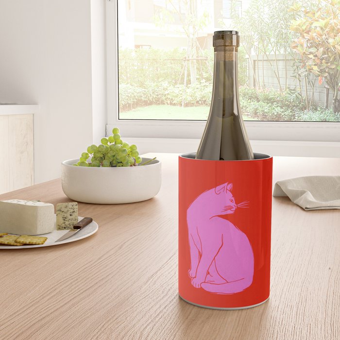 Pink Color Block Cat Wine Chiller Gallery Image 4