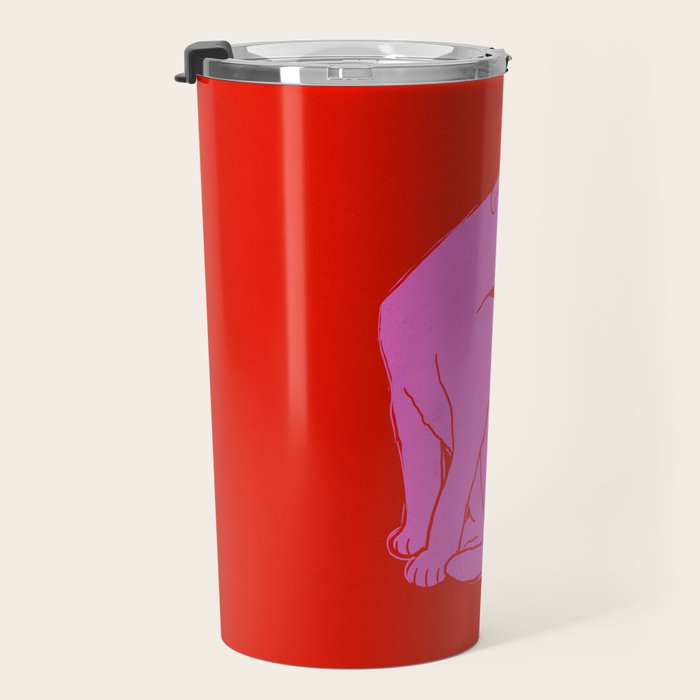 Pink Color Block Cat Travel Mug Gallery Image 3