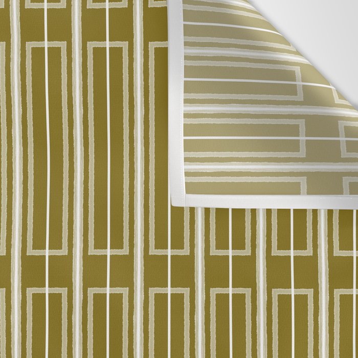 Mid Century Modern Geo Box Striped Geometric Pattern in Vintage Olive Green Wall Tapestry Gallery Image 3