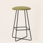Mid Century Modern Geo Box Striped Geometric Pattern in Vintage Olive Green Stool Gallery Image 1