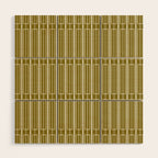 Mid Century Modern Geo Box Striped Geometric Pattern in Vintage Olive Green Wood Wall Art Gallery Image 1