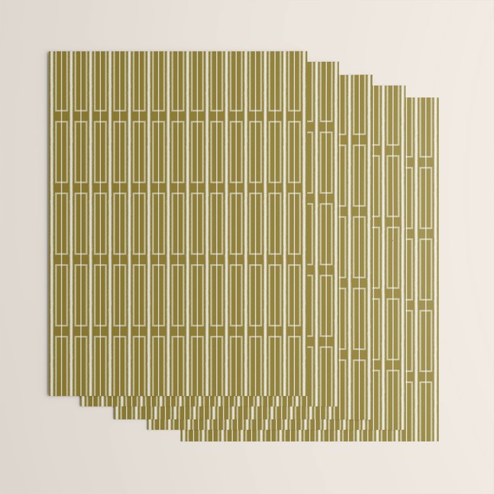 Mid Century Modern Geo Box Striped Geometric Pattern in Vintage Olive Green Wrapping Paper Gallery Image 3