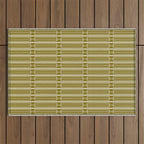 Mid Century Modern Geo Box Striped Geometric Pattern in Vintage Olive Green Outdoor Rug Gallery Image 1