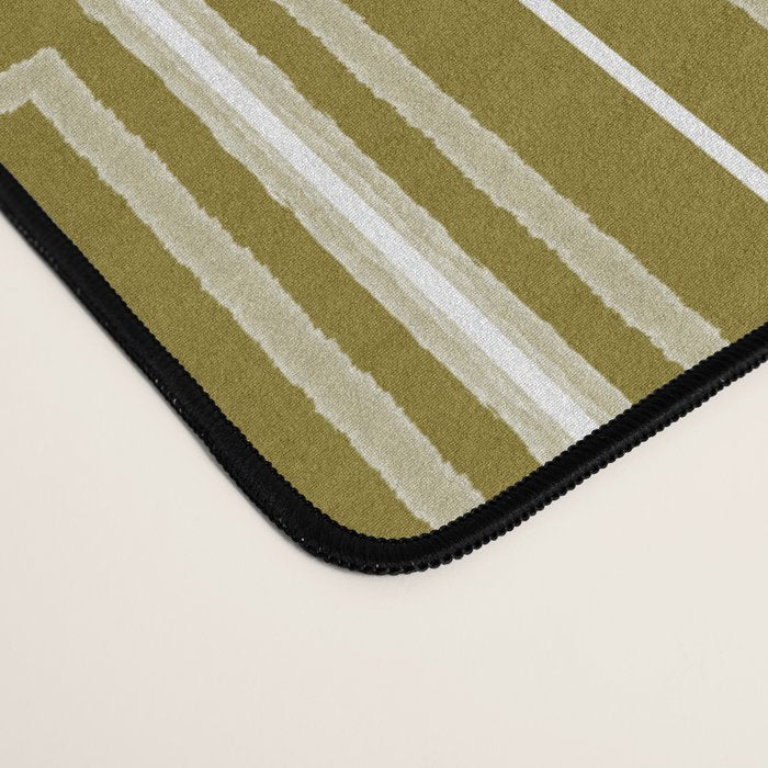 Mid Century Modern Geo Box Striped Geometric Pattern in Vintage Olive Green Desk Mat Gallery Image 4