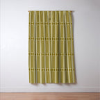 Mid Century Modern Geo Box Striped Geometric Pattern in Vintage Olive Green Window Curtain Gallery Image 3