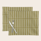 Mid Century Modern Geo Box Striped Geometric Pattern in Vintage Olive Green Placemat Gallery Image 1