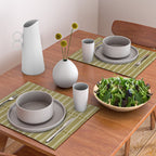 Mid Century Modern Geo Box Striped Geometric Pattern in Vintage Olive Green Placemat Gallery Image 2