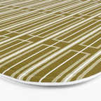 Mid Century Modern Geo Box Striped Geometric Pattern in Vintage Olive Green Bath Mat Gallery Image 3