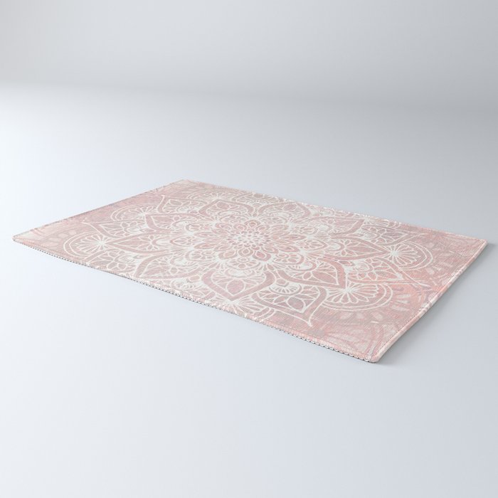 Mandala Yoga Love, Blush Pink Floral Rug Gallery Image 3