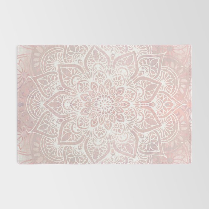 Mandala Yoga Love, Blush Pink Floral Rug Gallery Image 2