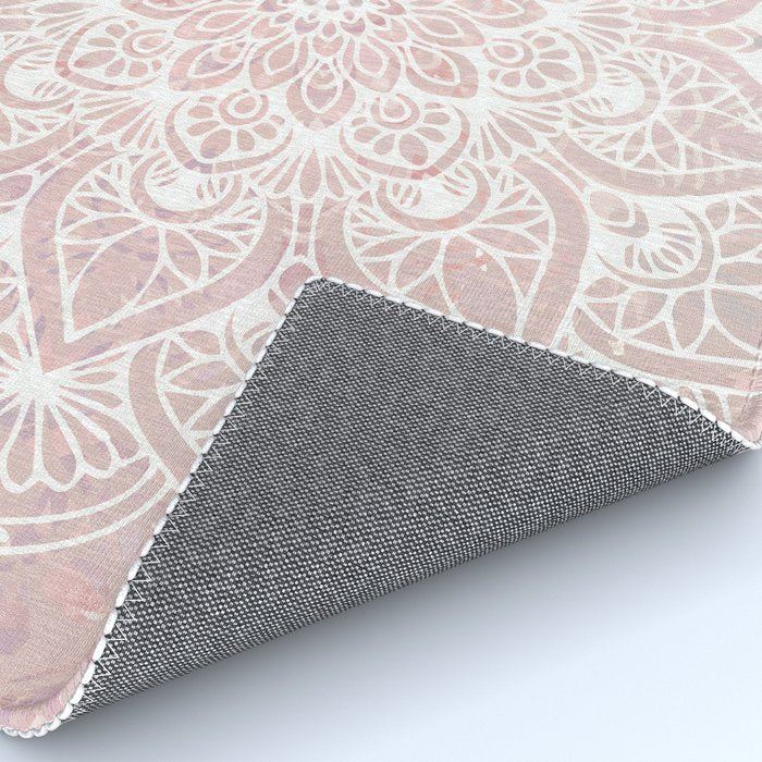 Mandala Yoga Love, Blush Pink Floral Rug Gallery Image 4