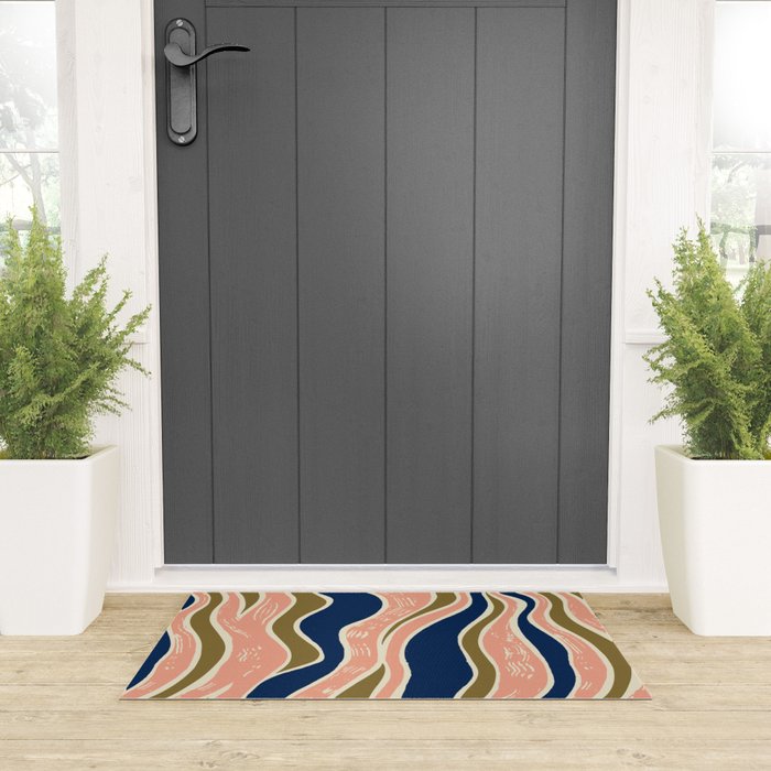 Earthy Rivers Cobalt Welcome Mat Gallery Image 3