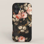 Antique Botanical Shiny Peach Roses And Chamomile Midnight Garden 2 iPhone Case Gallery Image 1