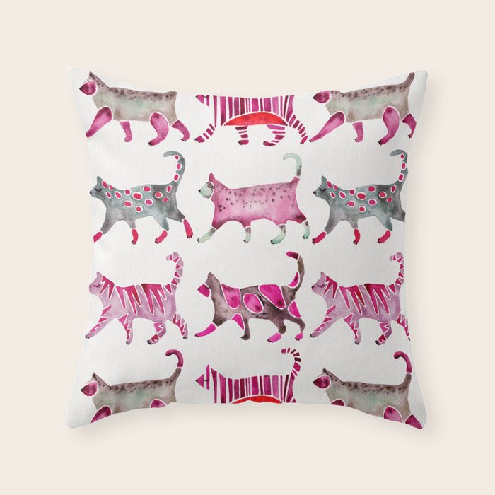 Cat Collection - Magenta Palette Throw Pillow Gallery Image 6